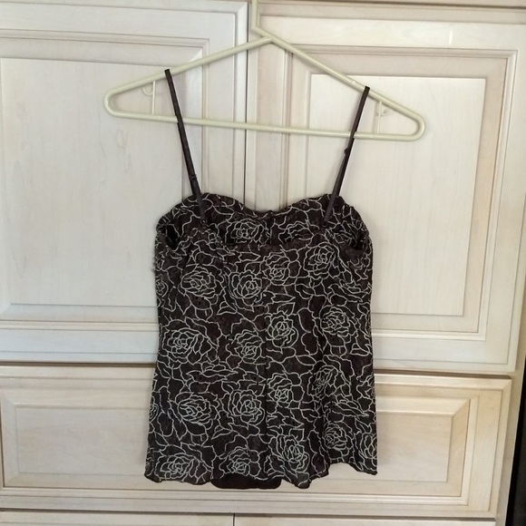 XOXO Tops - XOXO: Dark Brown Rosy Tank